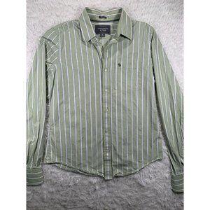 ABERCROMBIE & FITCH Mens Long Sleeve Green Striped